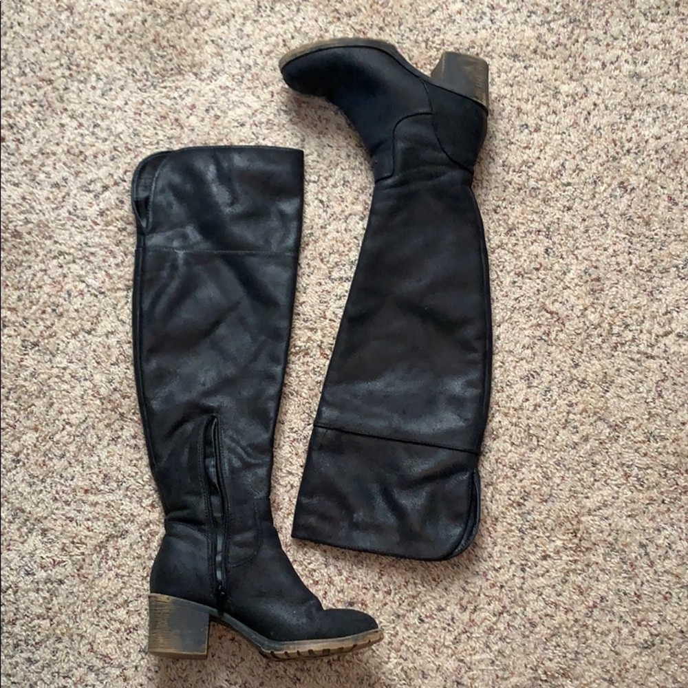 Over the knee black boots